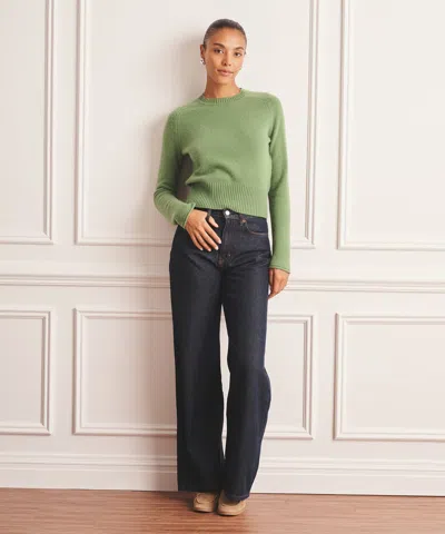 Naadam Luxe Cashmere Saddle Crewneck Sweater In Green