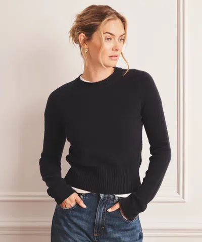 Naadam Luxe Cashmere Saddle Crewneck Sweater In Blue