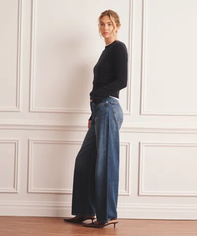 Naadam Luxe Cashmere Saddle Crewneck Sweater In Blue