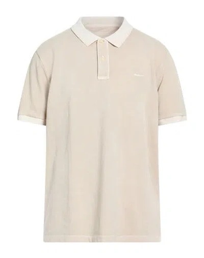 Gant Man Polo Shirt Beige Size L Cotton In Nude