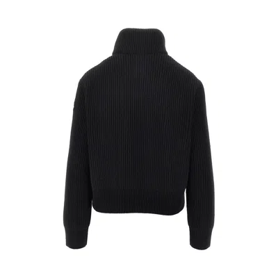 Moncler Padded Nylon And Knit Cardigan In Black