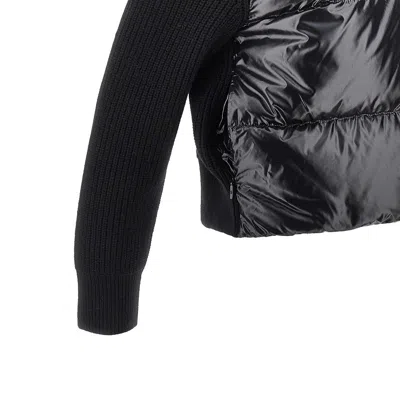 Moncler Padded Nylon And Knit Cardigan In Black