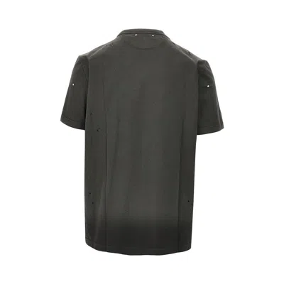 Golden Goose Vintage-effect Anthracite T-shirt With Perforated Heart Men In Black