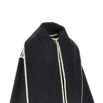 Totême L-blend Coat With Integrated Scarf In Gray