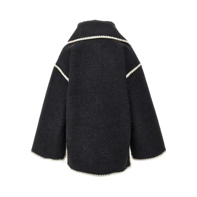 Totême L-blend Coat With Integrated Scarf In Gray