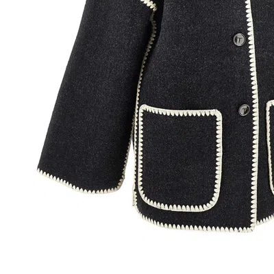 Totême L-blend Coat With Integrated Scarf In Gray