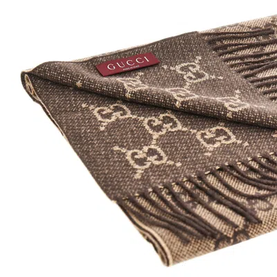 Gucci Lamé Gg Cashmere-blend Scarf In Brown