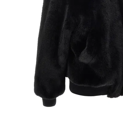 Prada Faux Fur And Re-nylon Reversible Bomber In Black