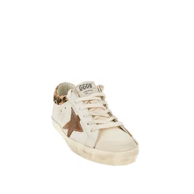 Golden Goose Super Star Leather Upper Horsy Leo Printed Collar Suede Star Sneakers White In Neutral