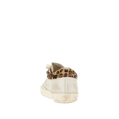 Golden Goose Super Star Leather Upper Horsy Leo Printed Collar Suede Star Sneakers White In Neutral