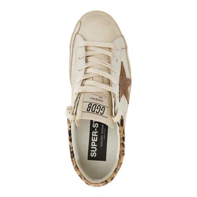 Golden Goose Super Star Leather Upper Horsy Leo Printed Collar Suede Star Sneakers White In Neutral