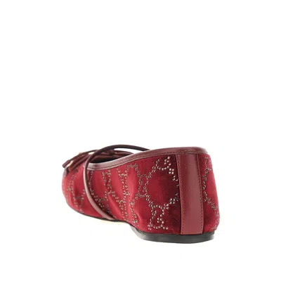 Gucci Strass-embellished Velvet Ballet Flats In Red