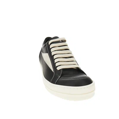 Rick Owens Low-top Suede Sneakers With Contrasting Leather Inserts In Black