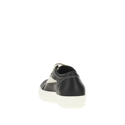 Rick Owens Low-top Suede Sneakers With Contrasting Leather Inserts In Black