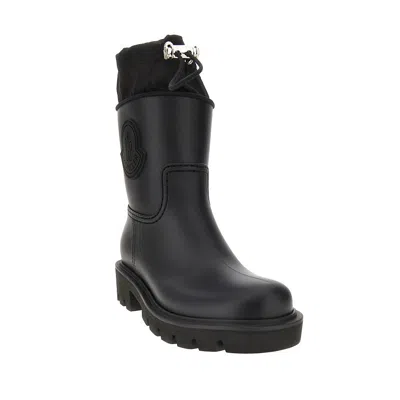 Moncler Drawstring Embosssed-logo Rain Boots In Black