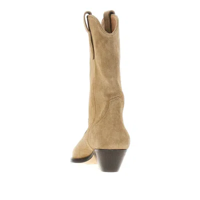 Isabel Marant Duerto Embroidered Suede Cowboy Boots In Nude