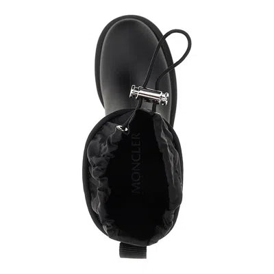 Moncler Drawstring Embosssed-logo Rain Boots In Black