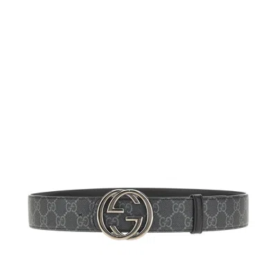 Gucci Reversible Belt With Interlocking Gg Buckle In Black