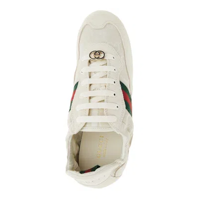 Gucci Cream Calf Leather Bos Taurus Low Top Sneakers In Neutral