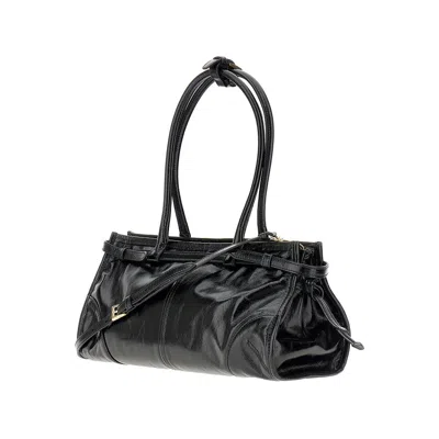 Prada Shiny Leather Medium Bag In Black