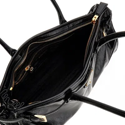 Prada Shiny Leather Medium Bag In Black