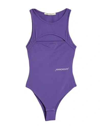 Hinnominate Woman Bodysuit Purple Size Xxs Cotton, Elastane In Purple