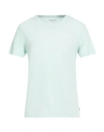 Jack & Jones Man T-shirt Turquoise Size L Cotton, Linen In Blue
