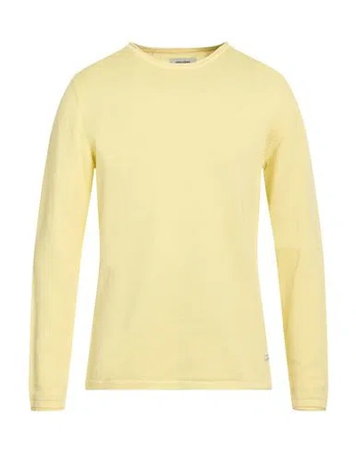Jack & Jones Man Sweater Pastel Yellow Size M Cotton In Yellow