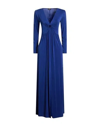 Liu •jo Woman Maxi Dress Blue Size 6 Cupro, Elastane In Blue