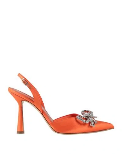 Aldo Castagna Woman Pumps Orange Size 9 Textile Fibers In Orange