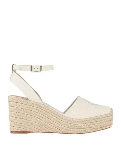 Giorgio Armani Woman Espadrilles Off White Size 8 Leather, Textile Fibers In White