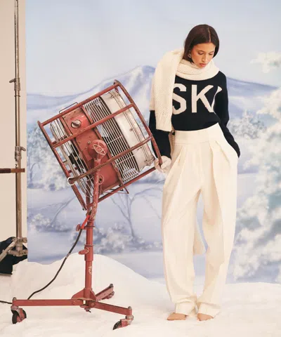 Naadam Super Luxe Cashmere Ski Crewneck Sweater In Black