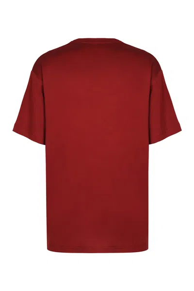 Gucci Logo Cotton T-shirt In Burgundy