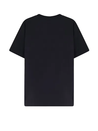 Burberry Men Black Crewneck T-shirt With Ekd And Logo Lettering Embroidery On The Front In Cotton Ma