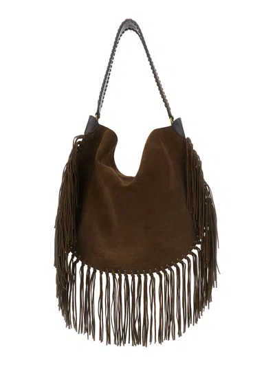 Isabel Marant Oskan Hobo Soft Shoulder Bag In Brown Suede
