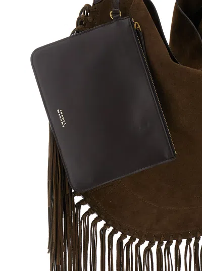 Isabel Marant Oskan Hobo Soft Shoulder Bag In Brown Suede
