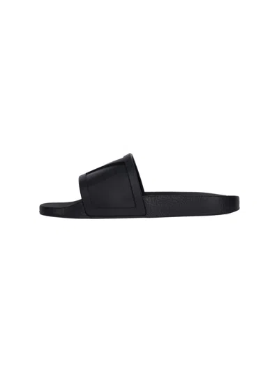 Valentino Garavani Viva Superstar Rubber Slippers Flat Sole In Black
