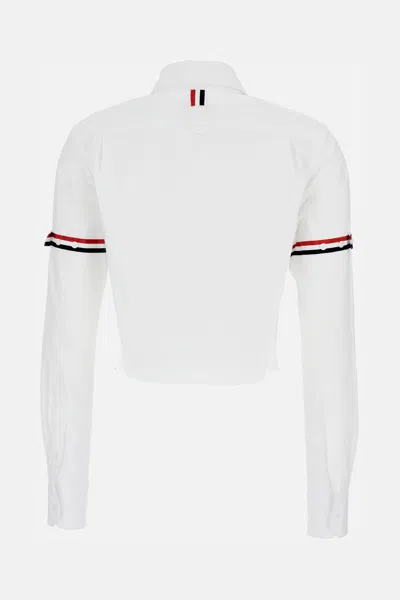 Thom Browne Classic Cropped Round Collar Shirt In White
