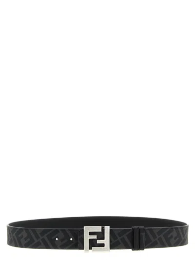 Fendi Black Ff Buckle Reversible Belt In Black