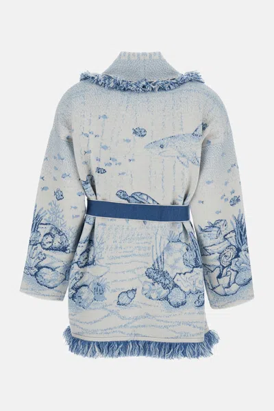 Alanui Deep In The Ocean Cardigan In Blue