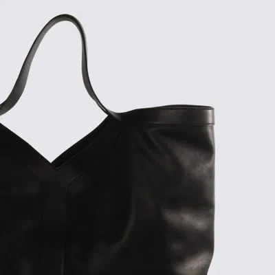 Saint Laurent Black Leather Y Maxi Top Handle Bag In Black