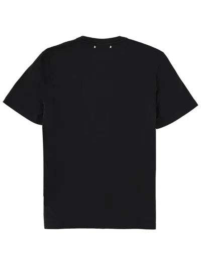 Golden Goose T-shirt With Flag Print In Black