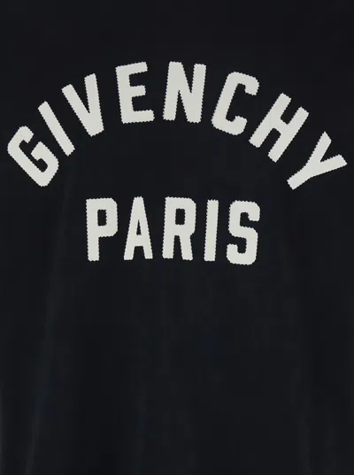 Givenchy Men Black Crewneck T-shirt With Maxi Logo Lettering On The Front In Cotton Man In Black