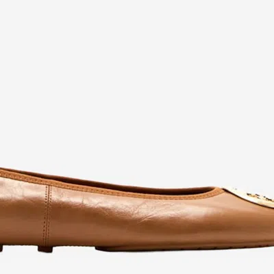 Tory Burch Reva Nappa Leather Ballerina Flats In Nude