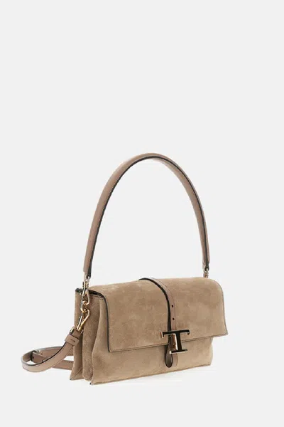 Tod's Tse Tracollina Mini Shoulder Bag Suede In Brown