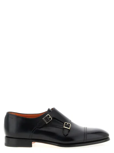 Santoni Leather Adrian Blake Monk Shoes In Multi