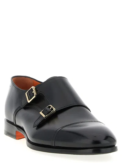 Santoni Leather Adrian Blake Monk Shoes In Multi