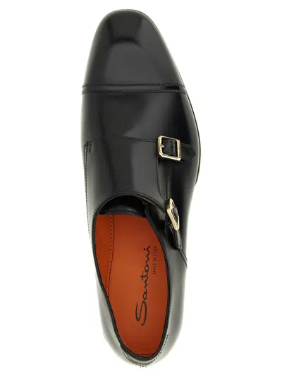 Santoni Leather Adrian Blake Monk Shoes In Multi