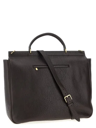 Brunello Cucinelli Textured Grain Leather Briefcase In Brown