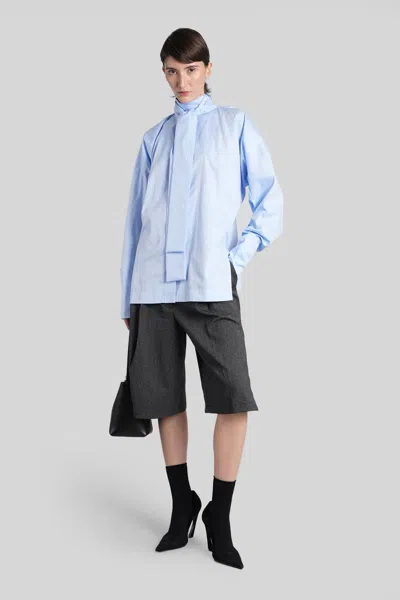 The Latest Cecilia Shirt In Cyan Cotton In Blue